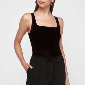 Express Black Square Neck Thong Bodysuit